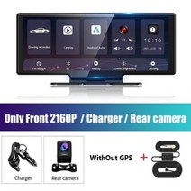 블랙박스 룸미러 1026 quot대시캠 후방 카메라 와이파이 카플레이 및 안드로이드 자동 4K DVR GPS 네비게이션 비디오 레코더 대시 보드 듀얼 렌 24 시간 주차 AUX, Dual Lens XHWK+64G TF Card