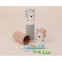 친환경 어린이 위생안전 어린이집 칫솔 치약 케이스 캐릭터 양치컵 세트 휴대용 키즈 아동, 블루