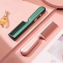 미니 USB 무선 스트레이트 빗 스트레이트 양용 휴대용 충전 남자 스타일 빗 헤어 스트레이트 빗, 녹색, 하나