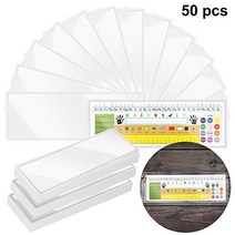 50 Pieces Nameplate Pocket Self-Adhesive Desk Name Tag Pocket Clear Adhesive Pockets for Classroom O, 1, 기타