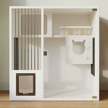 고냥이 케이지 강화 유리 카페 고양이 휴식공간 공간, 하얀색 높이 90 폭 90 깊이 60 자가설치