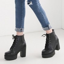 니나스파리 레이스업 10cm 통굽 워커