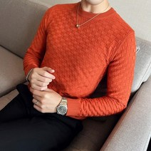 머슬핏니트 남자니트브랜드 커플니트브랜드 2023 남성 가을/겨울 열 니트 스웨터/남성 슬림핏 격자 무늬 패