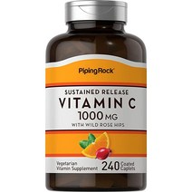 파이핑락 비타민 C 1000mg | 코팅 캡슐 240개 로즈힙 및 바이오플라보노이드 포함, 240정