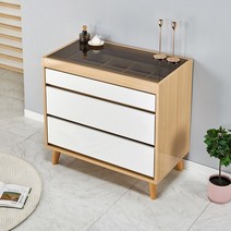 클로이 아일랜드 서랍장 옷방 드레스룸 강화유리, 아카시아화이트