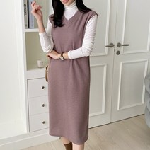 빅걸스토리 여성 와플 레이어드 단정한 조끼 심플 원피스