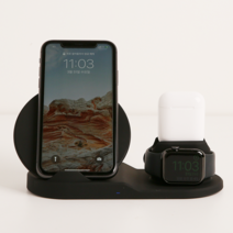 위시즈 3 in 1 아이폰 애플 워치 에어팟 멀티 무선 충전기, 블랙