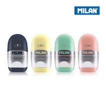 MILAN 밀란 캡슐 연필깎이+지우개 실버, 1개, 핑크 뚜껑
