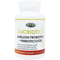 [미국번개배송] 착한명품 마이라이프 내추럴스 듀오바이오틱스 600억 프로바이오틱스 + 프리바이오틱스 (FOS) 60정