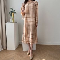 코지일이삼 여자 봄 여름 여친룩 데일리룩 코디 체크 패턴 롱원피스 (6652837)