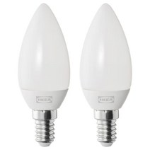 이케아 E14 250루멘 2개입1SET 샹들리에 오팔 화이트, 2개입, 전구색