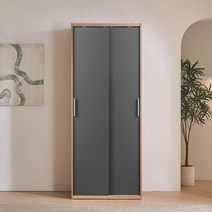 동서가구 이즈 데이브 1200 긴옷행거 슬라이딩 옷장, 04_800 행거 슬라이딩 옷장 IFO134, 내추럴-그레이