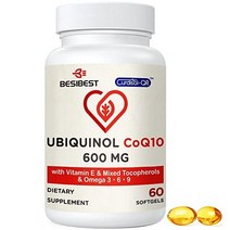 Besibest 유비퀴놀 CoQ10 600mg 비타민E 오메가 3 6 9, 1병