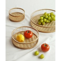대나무 원형 계란망 양파 보관함 감자보관함 수확 과일담는 바구니 브레드바스켓, 대(12인치), 1개