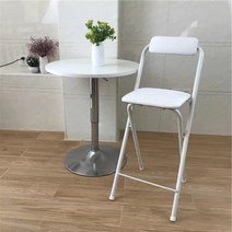 접이식 바의자 높은 홈바 스툴, 화이트쿠션(높이60CM)