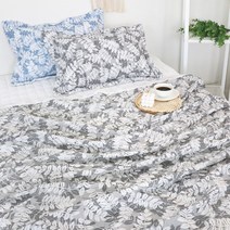 루나비 야자수 시어서커 리플 홑이불 싱글 S 겹이불/홑이불, 그레이