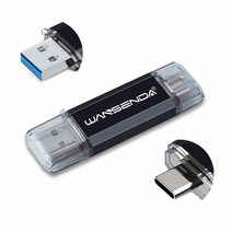 WANSENDA OTG 타입 C 및 USB 3.0/3.1 플래시 드라이브 32GB 64GB 128GB 256GB 512GB USB 썸 드라이브 안드로이드 장치/PC/맥용 (32GB, Black_128GB