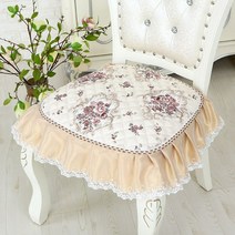 화장대 의자 커버 스툴 미니 레이스 유럽 북유럽 자수 꽃무늬 꽃 43x45cm 식탁 프린트 플라워 무늬, 부비안메일리 첸지