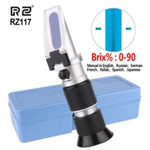 굴절계 당도측정기 밀도계RZ Brix 굴절계 설탕 측정기 90% 테스터 ATC 휴대용 양조 자동 과일 소스 미터 꿀, 01 RZ117