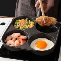 인덕션 4구 무쇠 에그팬 계란 후라이팬 달걀 4구팬 계란팬 후라이펜, R99437B(블랙