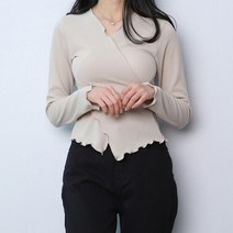 [파라노말샵]골지 엑스 랩 프릴 긴팔 티셔츠