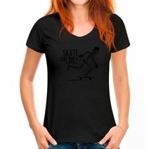 스케이트보드 Skate Or Die 티셔츠 스케이터 보드 Emo 탑 인디 208 커스텀 그래픽, 08 Women black_07 XXL