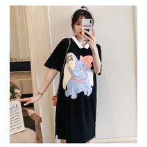 Romecoco 여성용 빅사이즈 데일리 도시 여성용 루즈핏 반팔 찰랑 원피스 순면 출산복