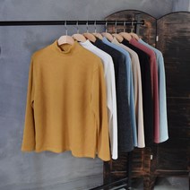 헬보이 남자 세미오버 탄탄 중골지 하프넥 니트티셔츠