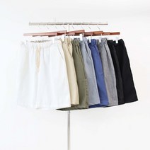 엠보이 남자 여름 기본 무지 면 마 스판 밴딩 5부 반바지 8컬러