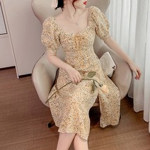 100113C 반팔 오픈숄더 플라워패턴 여성 봄원피스