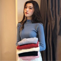 골지 라운드 넥 티셔츠 컬러풀 니트 티셔츠 9칼라 티 봄 가을 겨울 봄 상의 긴팔 티 니트