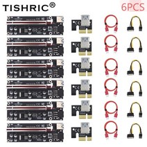 비디오 카드 라이저 009s 플러스 pcie 라이저 010s 플러스 광업용 pci 익스프레스 gpu 그래픽 카드 어댑터용 1610pcs tishric 라이저, 6개 009s 플러스