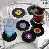 이이공브이샵 5레코드 컵받침 6P세트 LP코스터 레코드판 미끄럼방지 원형 코스터, 단일옵션