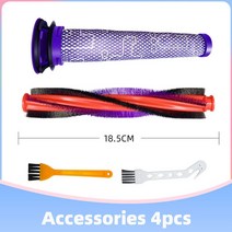 진공 무선 청소기 먼지 봉투 부품 액세서리 v6 동물 솜털 dc59 dc62 sv03 sv073 무선 진공 청소기 강모 롤러 브러시 바 사전 필터 교체 예비 부품, 1세트 18.5cm