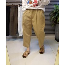 남녀공용 데일리 9부 밴딩 원턱 면마 와이드 팬츠 4color