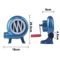 1pc 120w 금속 산업 야외 바베큐 철 기어 핸드 크랭크 송풍기 핸드 팬 수동 화재 송풍기 팝콘 팬 블루 모델, 협력사