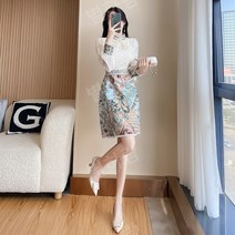 아나운서원피스 레이스 3월하객룩 상견례옷차림 돌잔치 엄마 원피스 봄 프랑스 드레스 봄 여성 연예인 여신