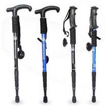 [123마켓] 1+1 가볍고 견고한 듀랄루민 정글레오파드 등산스틱 티자형 일자형 4단스틱, 정글레오파드일자형_블루1+1