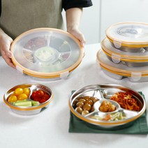 스텐 원형 밀폐용기 나눔 반찬통 3칸 중 스텐반찬통 가정용 도시락 업소용 칸칸 칸막이, 3칸 대