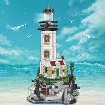 도시 시리즈 바다 등대 섬 모델 빌딩 블록 MOC 교육용 DIY 1092 개 신제품, 한개옵션0