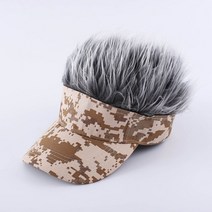 가발 썬캡 골프 나들이 가발모자 털 달린 헤어 일체형 캡 자외선 차단 남성 개성 패션, B, 1개