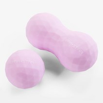 1+1 로라스타 경근막 땅콩볼 점프수트 실리콘 어깨경추 남녀 근막구 마름모꼴 요가, 연보라 세트