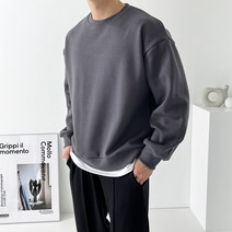 데일트 남자 오버핏 기모 레이어드 맨투맨 티셔츠