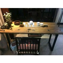 야외 벤치 고재 테이블 원목 상판 우드슬랩식탁, 철제 다리 테이블 약 170x55-60x75