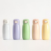 [미듬] 에이둘 파스텔 이중 진공 원터치 텀블러 400ml, 핑크