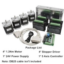 3 축 CNC 키트 2Nm 3Nm NEMA 23 스테퍼 모터 드라이버 및 5 축 Mach3 컨트롤러 및 24V 스위치 전원 공급 장치 포함, TB6600 Driver+4 Axis 1.3Nm