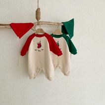 크리스마스 아기외출복 상하세트 산타양말 보넷 바디슈트 돌아기옷 베이비 아동복 기모 촬영룩