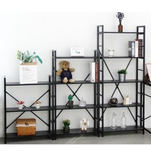 빈티지 인더스트리얼 DIY 5단 철제 책장 (4색) 심플 인테리어 오픈 튼튼한, 까르니코블랙