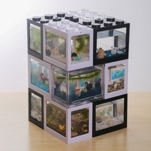 인테리어 수족관 구피 마리모 열대어 미니 블럭 어항 DIY 용품, 흰색
