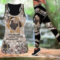 쓰리디 저온3d펜 어린이3d펜 필라멘트 Pug Dog 3D 여성용 인쇄 된 요가 복장 운동 레깅스 휘트니스 스포츠, 02 GRAY_07 3XL